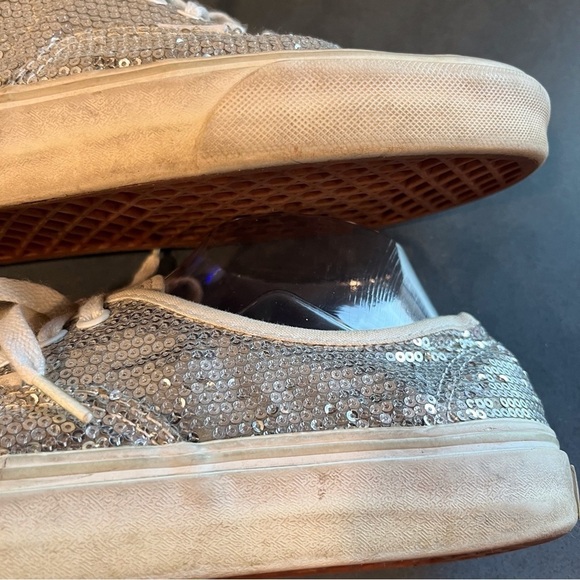 Vans sz 9 silver sequin sneakers lace-up sparkly - Picture 12 of 16